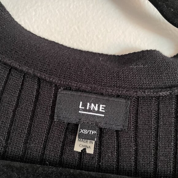 LINE The Label Women XS Black Ribbed Knit Side Slits V-Neck Long Duster Cardigan - Picture 8 of 11